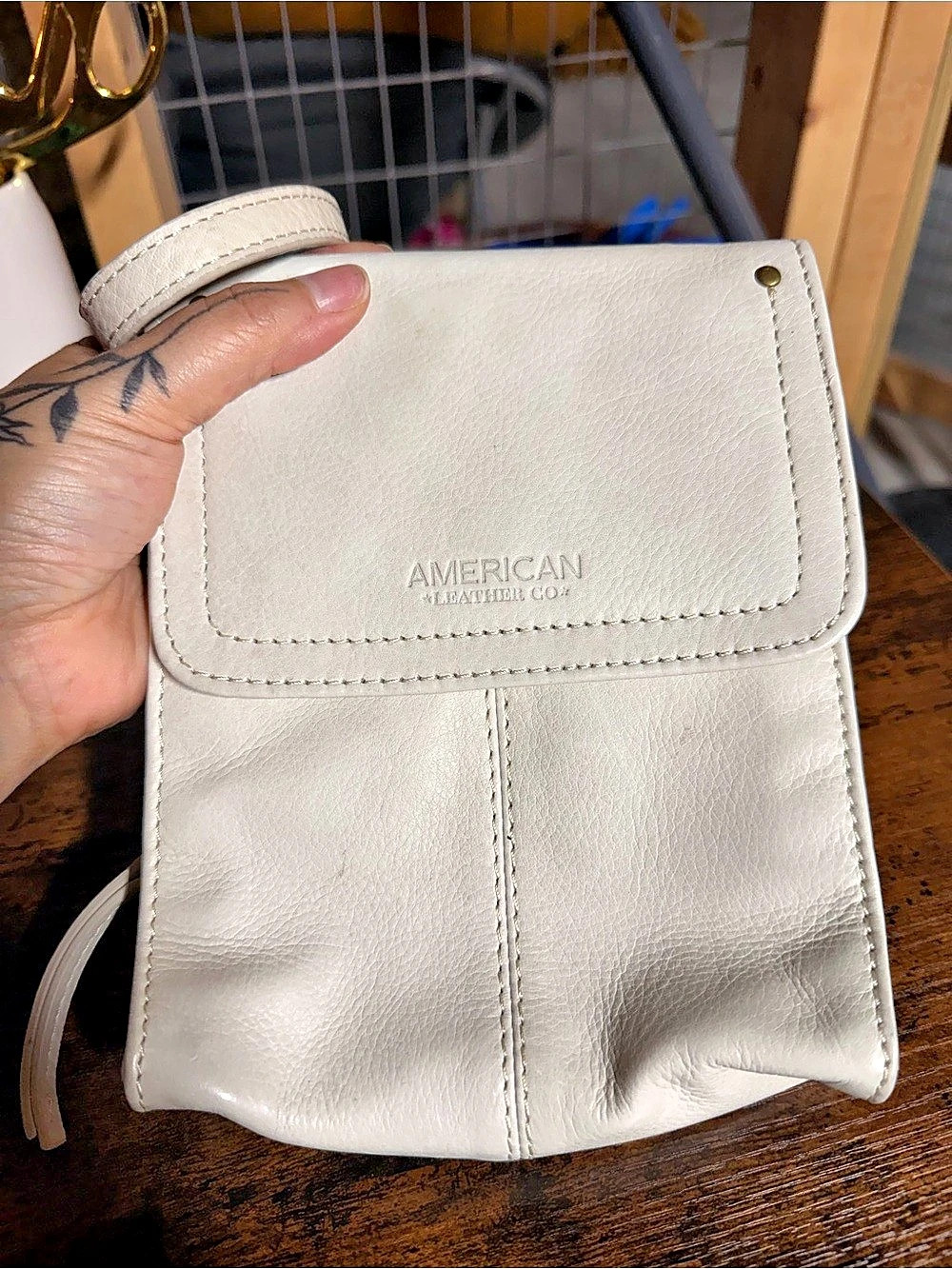 American Leather Crossbody Bag in Cream